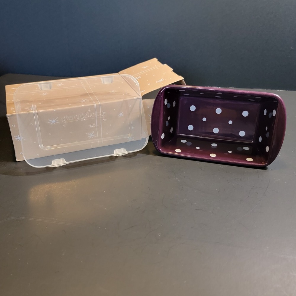 Temptations By Tara Purple Polka Dots 12 Oz Loaf Pan 5.5×3.5 NIB